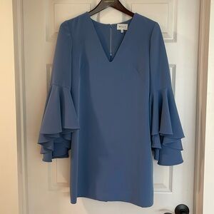 MILLY blue v-neck shift dress (8)
